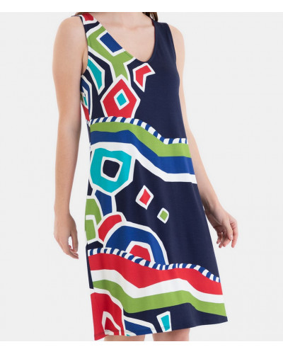 Sleeveless beach dress Massana (Imprimé Marine)