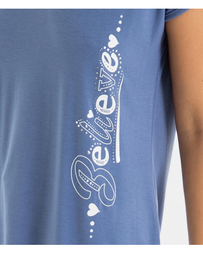 Short-sleeved pajamas with capri pants Massana (Bleu)