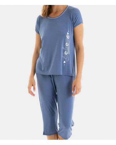 Pyjama manches courtes pantacourt Massana (Bleu)