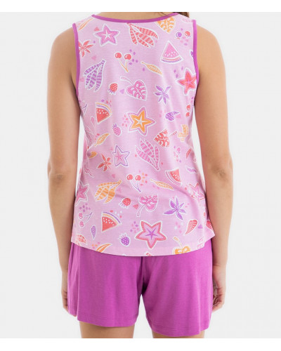 Short tank top pajamas Massana (Imprimé Rose)