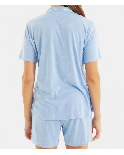 Short-sleeved buttonned up pajamas Massana (Céleste)