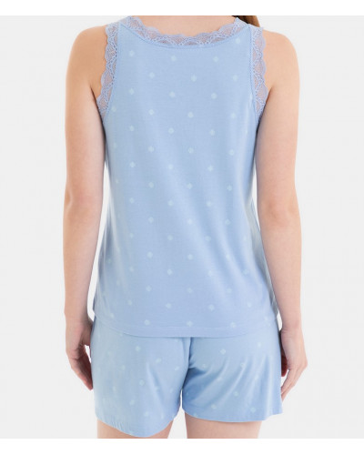 Short buttoned up tank top pajamas Massana (Céleste)