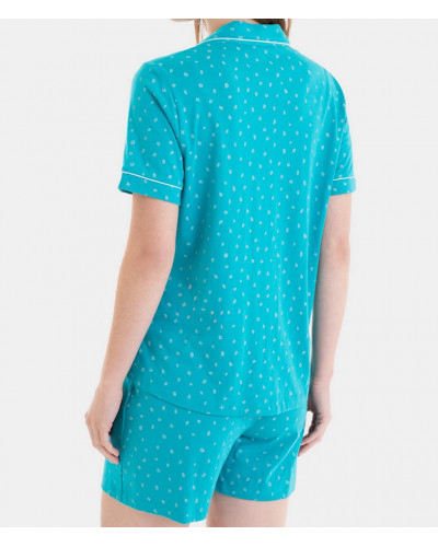Short-sleeved buttoned up pajamas Massana (Pétrole)