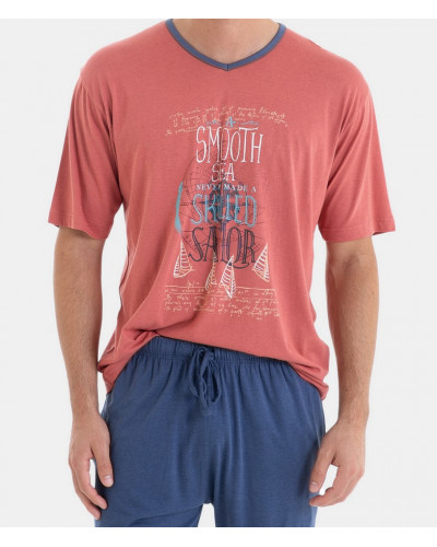 Pyjama court Massana Skilled sailor coton (Multicolore)