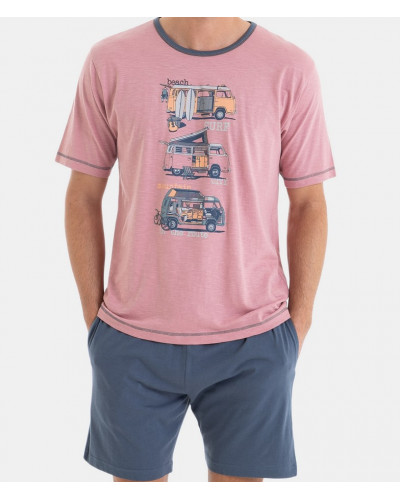 Short pyjamas Massana 100% cotton Van Life Prints (Multicolor)