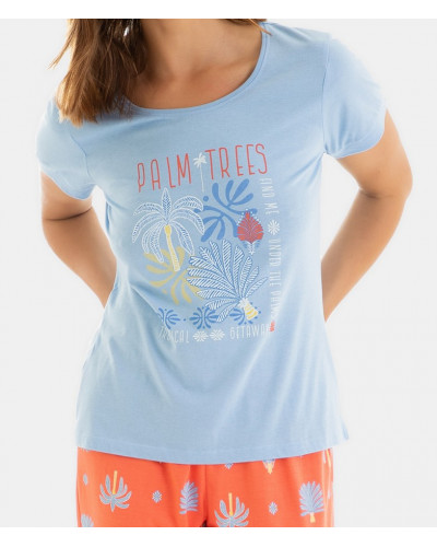 Pijama de manga corta Massana Romantic Tropical algodón (Multicolor)