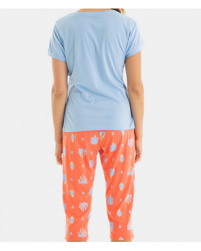 Pyjama manches courtes Massana Romantic Tropacal coton (Multicolore)