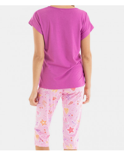 Pijama de manga corta Massana algodón Paradise (Impresión Rosa)