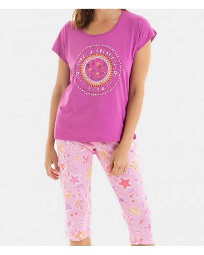 Pyjama manches courtes Massana coton Paradise (Imprimé Rose)