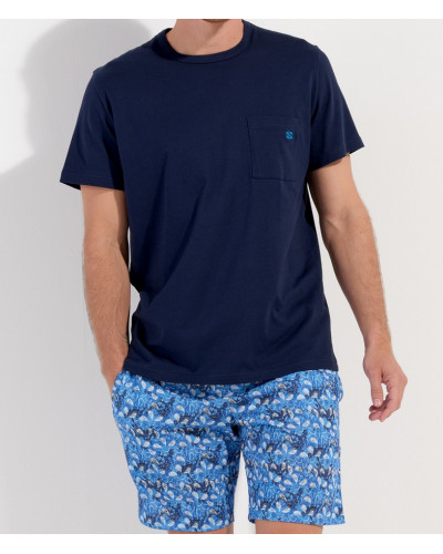 Pijamas cortos 100% algodón Vibe (Imprimé Bleu)