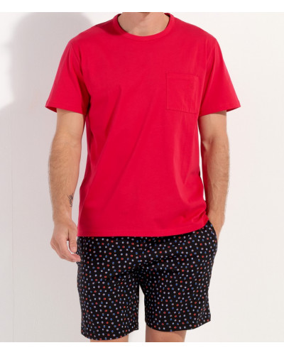 Pyjama court 100% coton HOM Charli (Imprimé Noir)