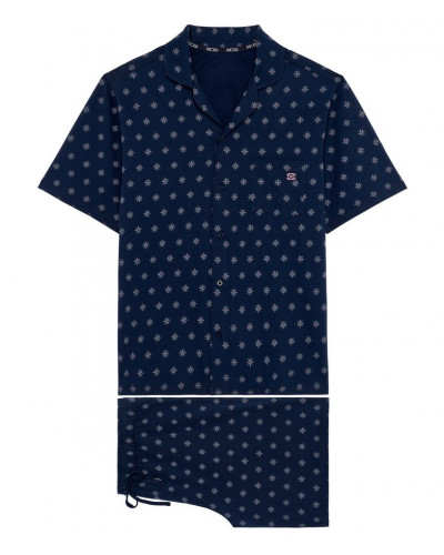 Short pajamas 100% cotton Indio (Imprimé Marine)