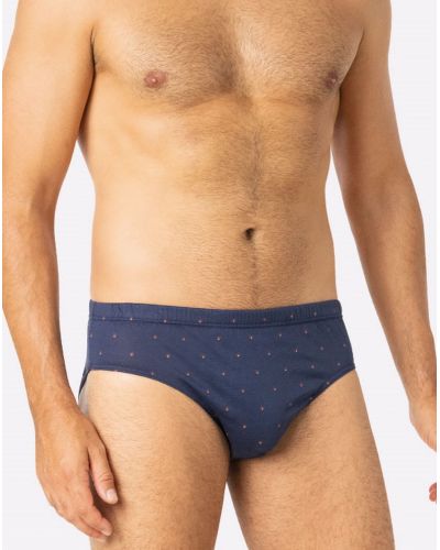 Calzoncillo cintura baja 100% algodón Eminence Motifs (Marine Losanges Bordeaux)