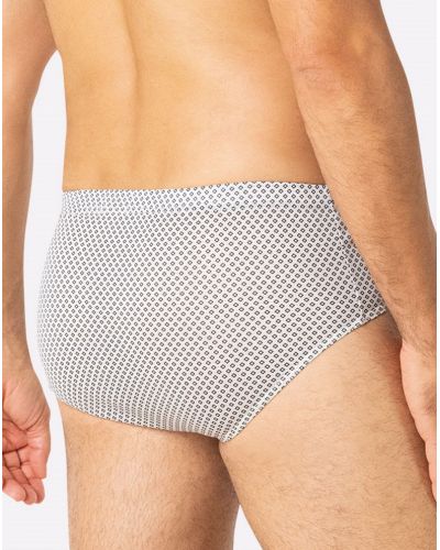 Slip taille haute 100% coton Eminence Motifs (Beige Losange Marine)