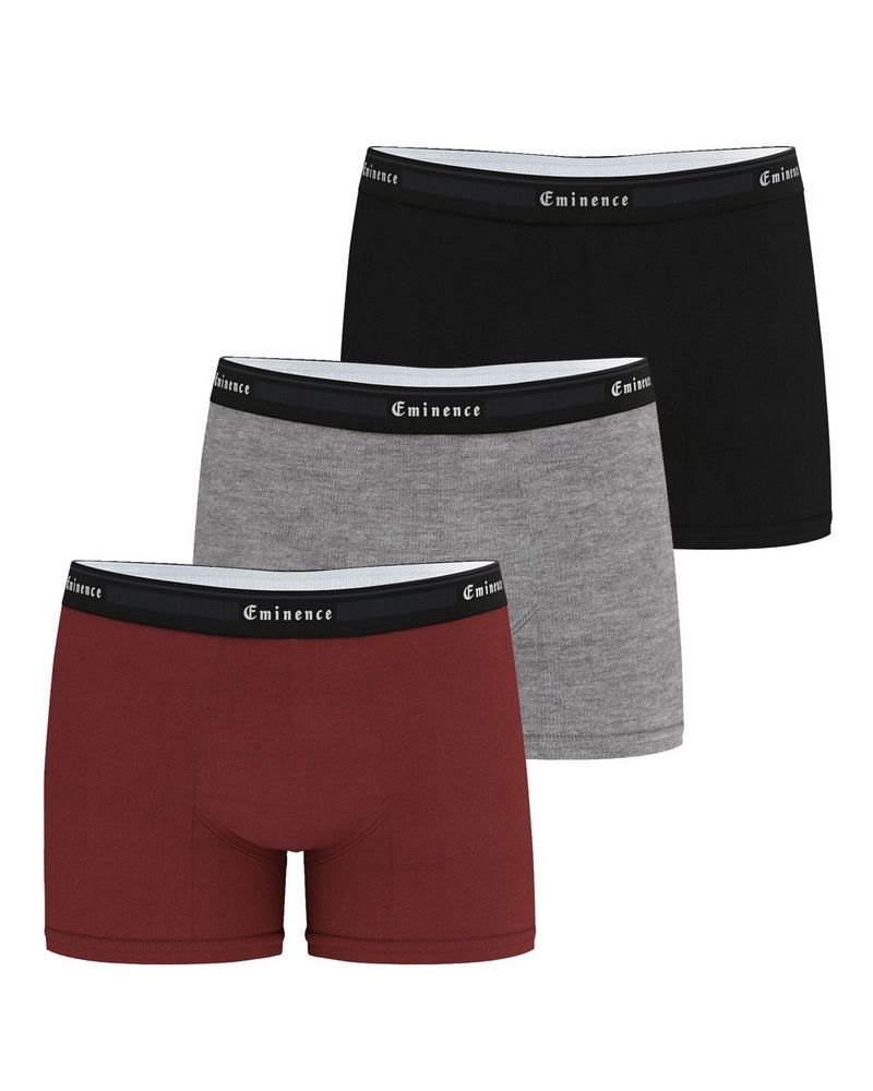 Lot de 3 boxers en coton Eminence Tailor (Rouille/Gris Chiné/Noir)