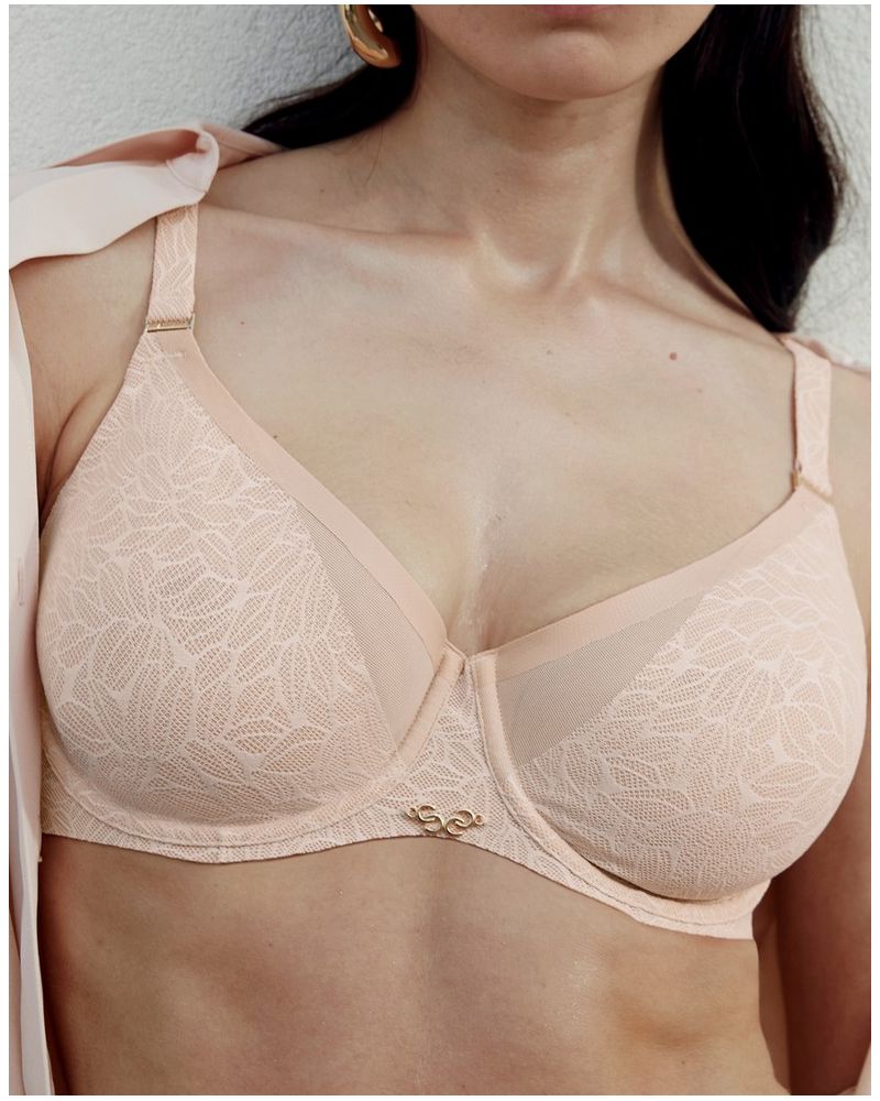 Soutien-gorge armatures moulé Chantelle Pure Lace (Beige Doré)