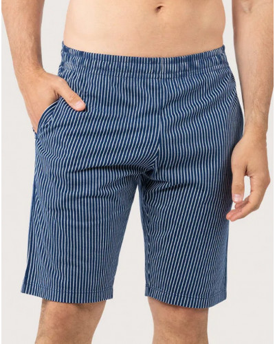 Pijama corto 100% Algodon Organico Eminence (Celadon/Rayé Bleu)