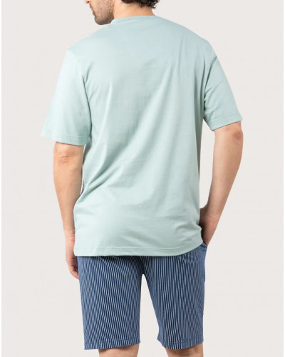 Short pyjamas 100% Cotton Organic Eminence (Celadon/Rayé Bleu)