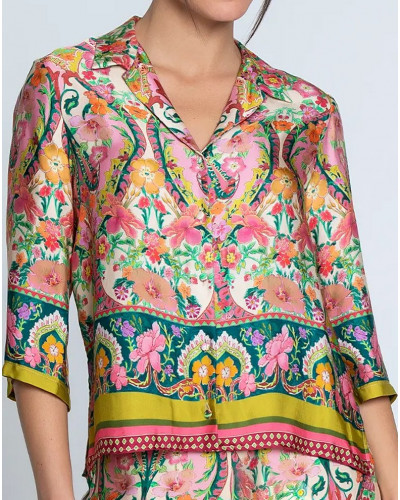 Chemise courte en soie Lise Charmel Libertine en Fleurs (Libre Eclosion)