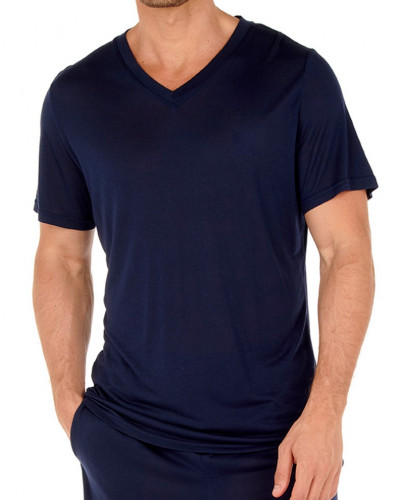 Pijama corto cuello V 100% modal HOM Cocooning (Navy)