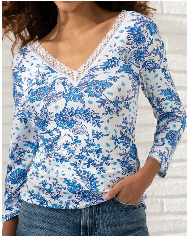 Camiseta mangas largas Antigel Patio Fraîcheur (Bleu Azul)