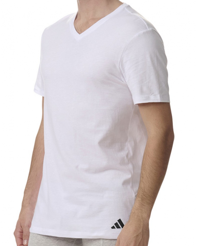 Paquete de 3 camisetas cuello V 100% Algodón Adidas Active Core (Blanco)