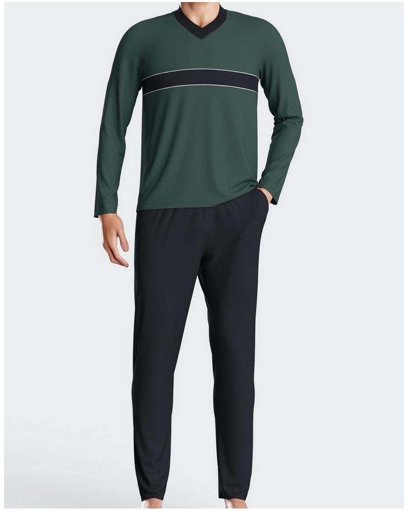 Pijama largo 100% algodón cuello V Impetus N69 (GN096)