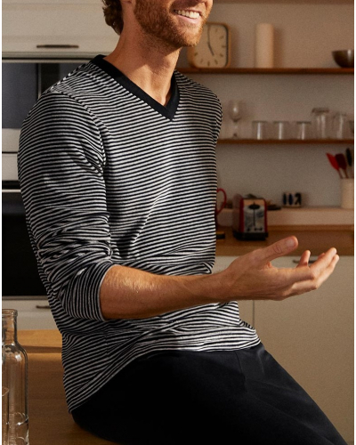 Pyjama en coton et velours col V Impetus N78 (MX507)