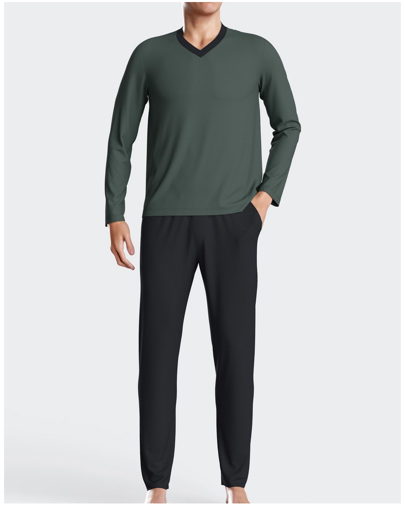 Pyjama long 100% coton col V Impetus N81 (GN110)