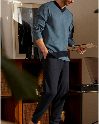 V neck long pyjamas 100% cotton Impetus N74 (BLJ5J)