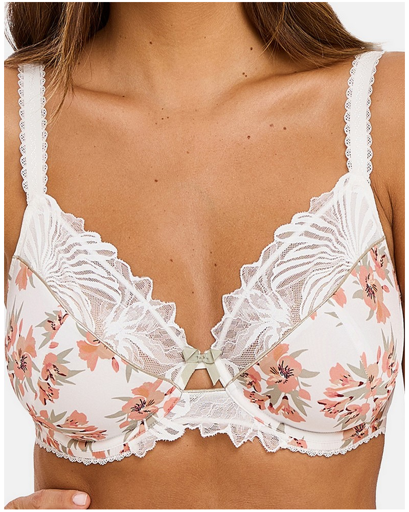 Classic underwired bra Sans Complexe Oriane (Imprimé Bouquets Blanc et Vert)