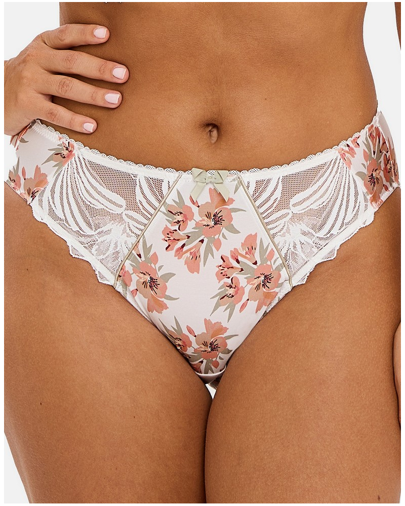 Brief Sans Complexe Oriane (Imprimé Bouquets Blanc et Vert)