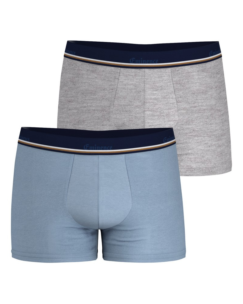 Lot de 2 boxers coton stretch Eminence Club (Bleu/Gris Chiné)