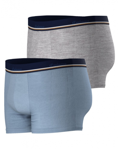 Pack of 2 boxers cotton stretch Eminence Club (Bleu/Gris Chiné)