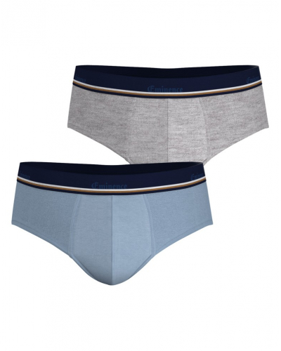 Pack of 2 briefs cotton stretch Eminence Club (Bleu/Gris Chiné)
