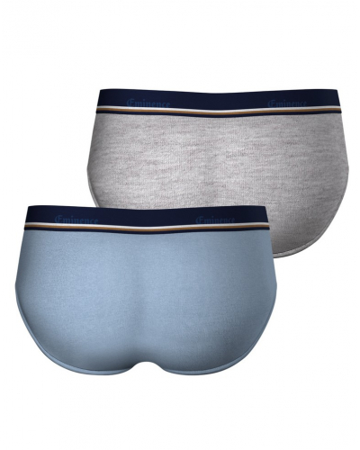 Pack of 2 briefs cotton stretch Eminence Club (Bleu/Gris Chiné)