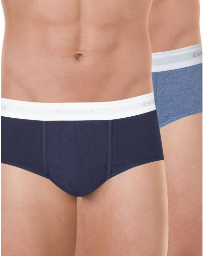 Paquete de 2 calzoncillos algodón orgánico stretch Eminence Tailor (Marine/Bleu Chiné)