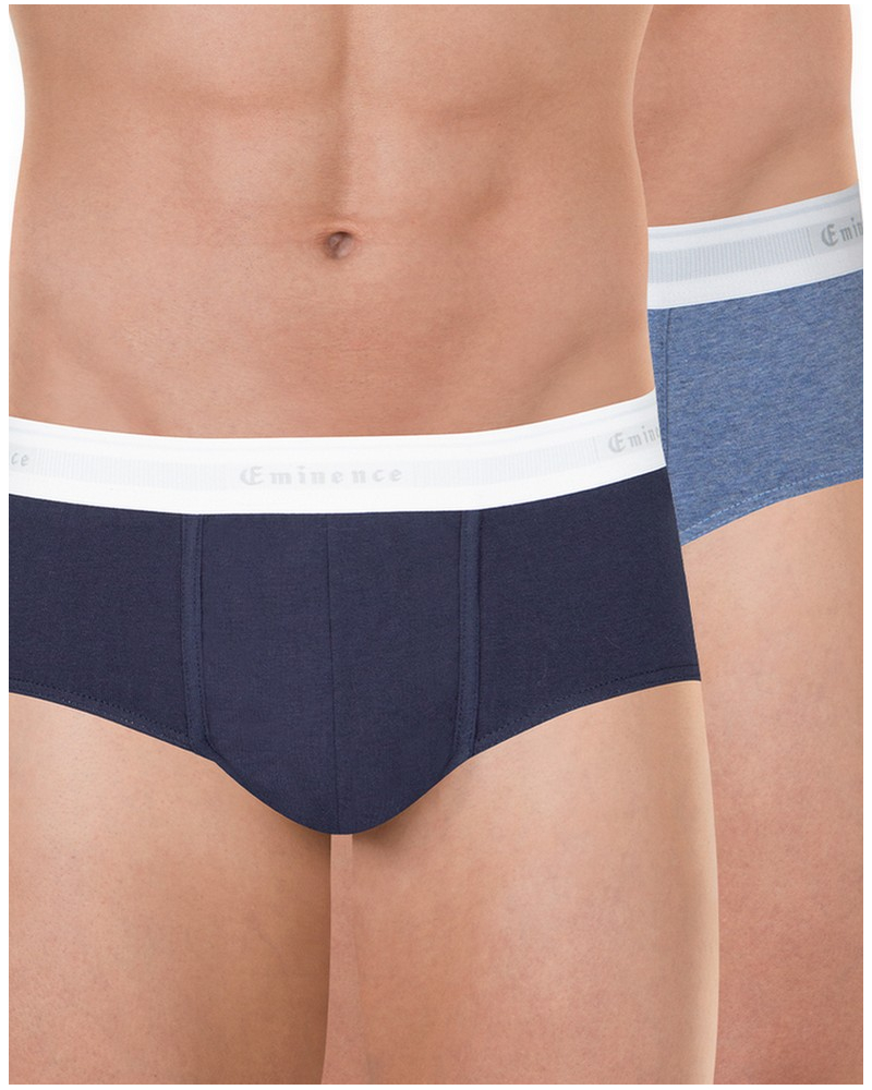 Lot de 2 slips coton bio stretch Eminence Tailor (Marine/Bleu Chiné)