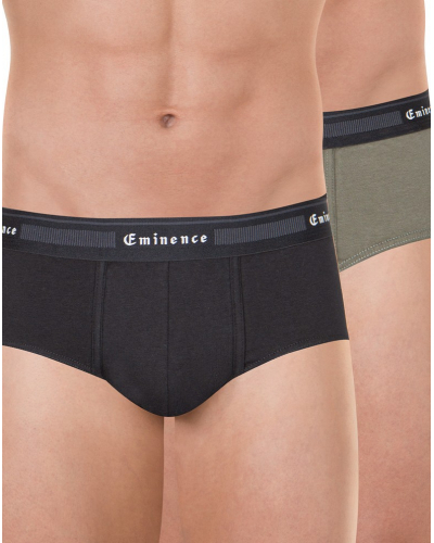 Pack of 2 briefs biological stretch cotton Eminence Tailor (Noir/Kaki)