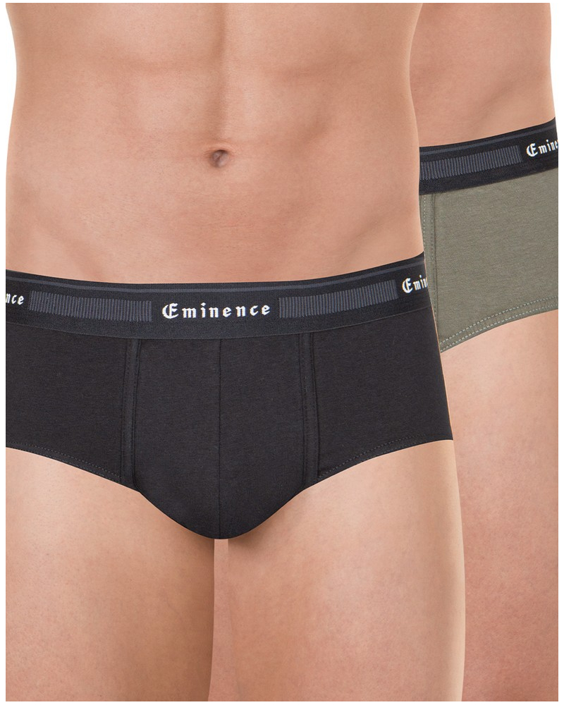 Lot de 2 slips coton bio stretch Eminence Tailor (Noir/Kaki)