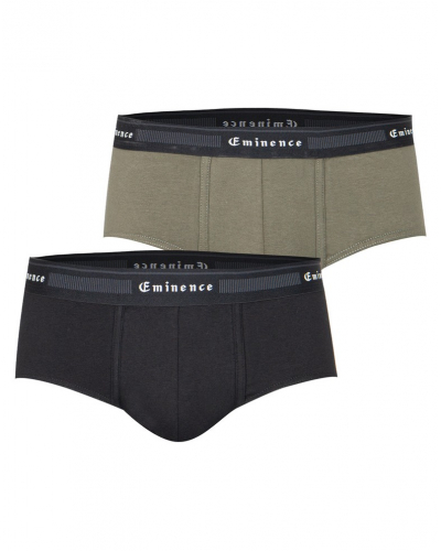 Pack of 2 briefs biological stretch cotton Eminence Tailor (Noir/Kaki)