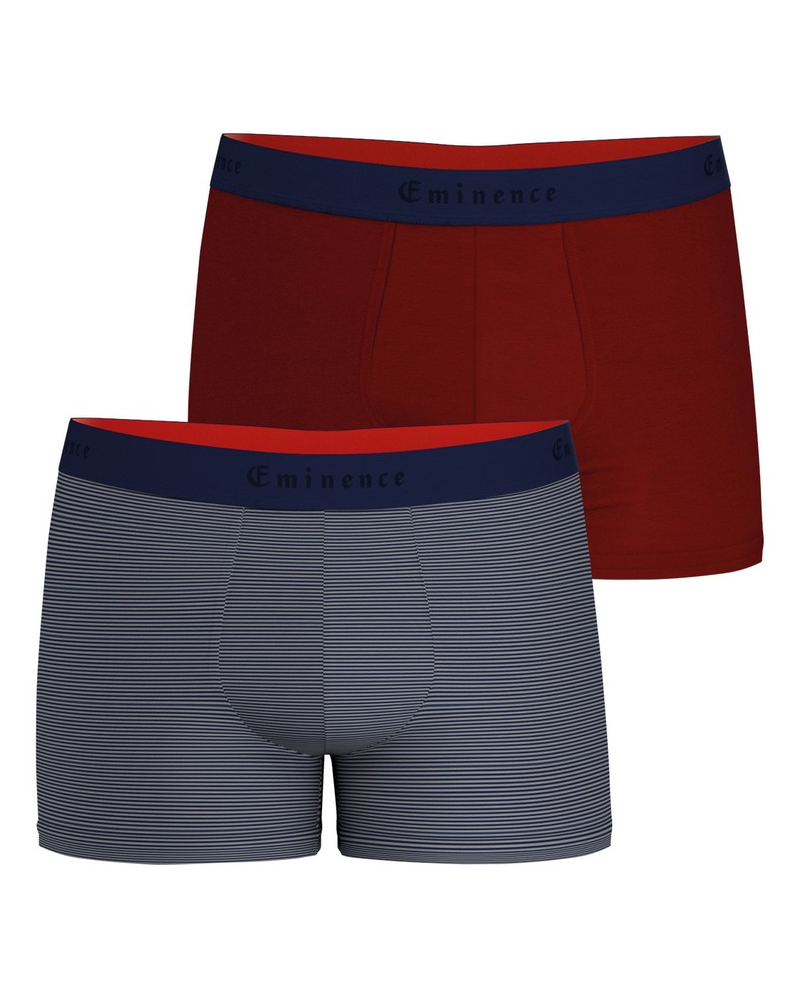 Lot de 2 boxers coton Eminence Daily Fait en France (Marinière/Rouille)