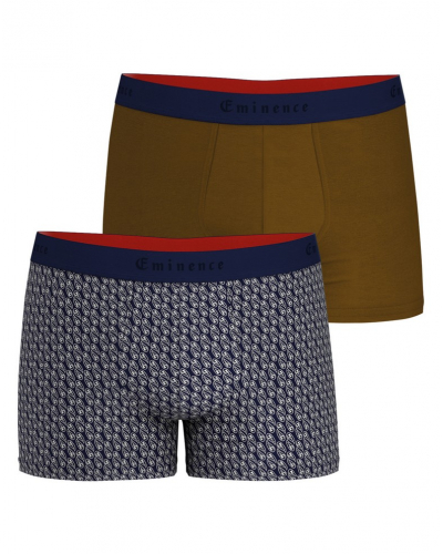 Pack of 2 boxers cotton Eminence Daily Made in France (Imprimé Bleu/Camel)