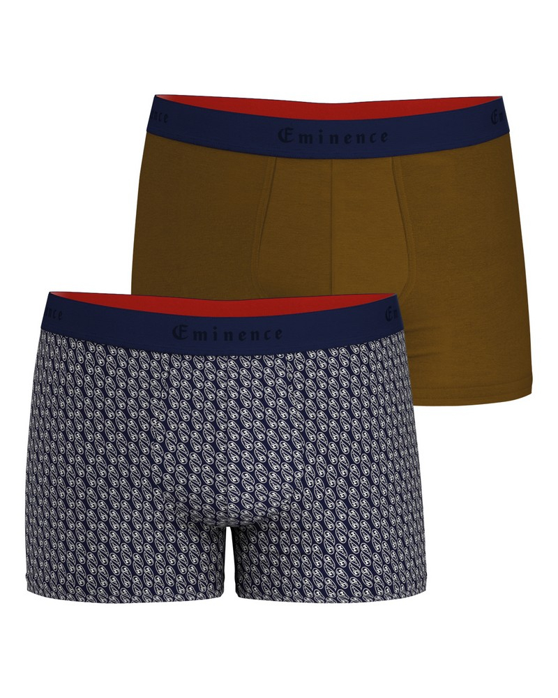 Pack of 2 boxers cotton Eminence Daily Made in France (Imprimé Bleu/Camel)