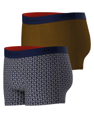 Pack of 2 boxers cotton Eminence Daily Made in France (Imprimé Bleu/Camel)