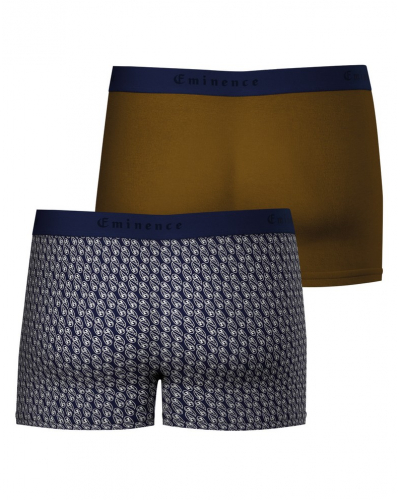 Lot de 2 boxers coton Eminence Daily Fait en France (Imprimé Bleu/Camel)
