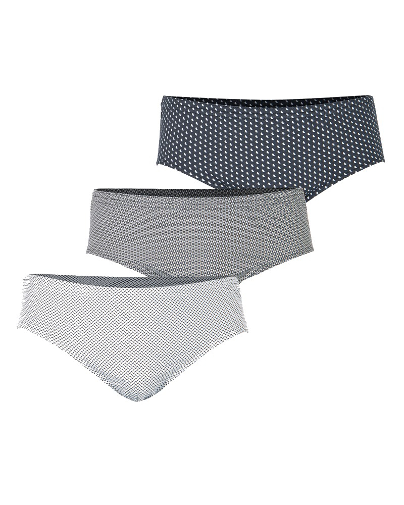 Pack of 3 high-waisted briefs 100% Cotton Eminence Trio Fantaisie (Imprimé Gris & Noir)