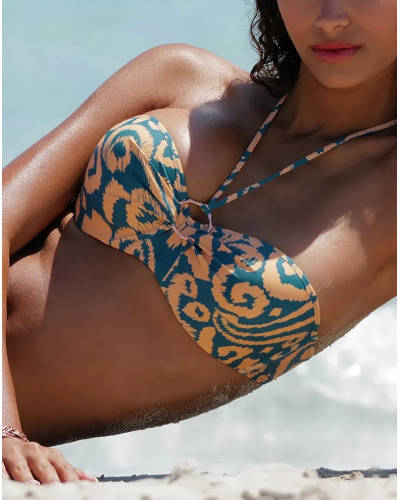 Sujetador de baño flexible sin tirantes preformado Antigel La Balinaise (Ikat Vert Orange)
