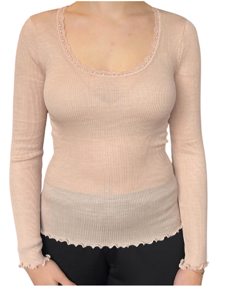 Long-sleeves top Moretta wool and silk 5762 (Peau)