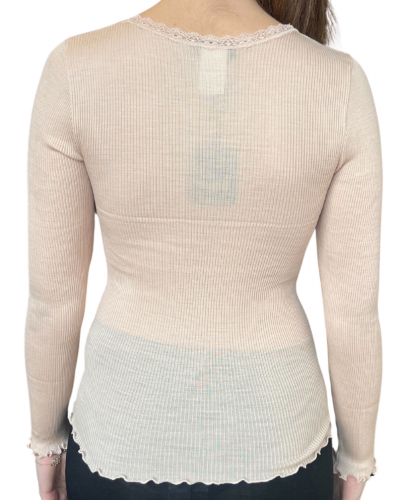 Long-sleeves top Moretta wool and silk 5762 (Peau)